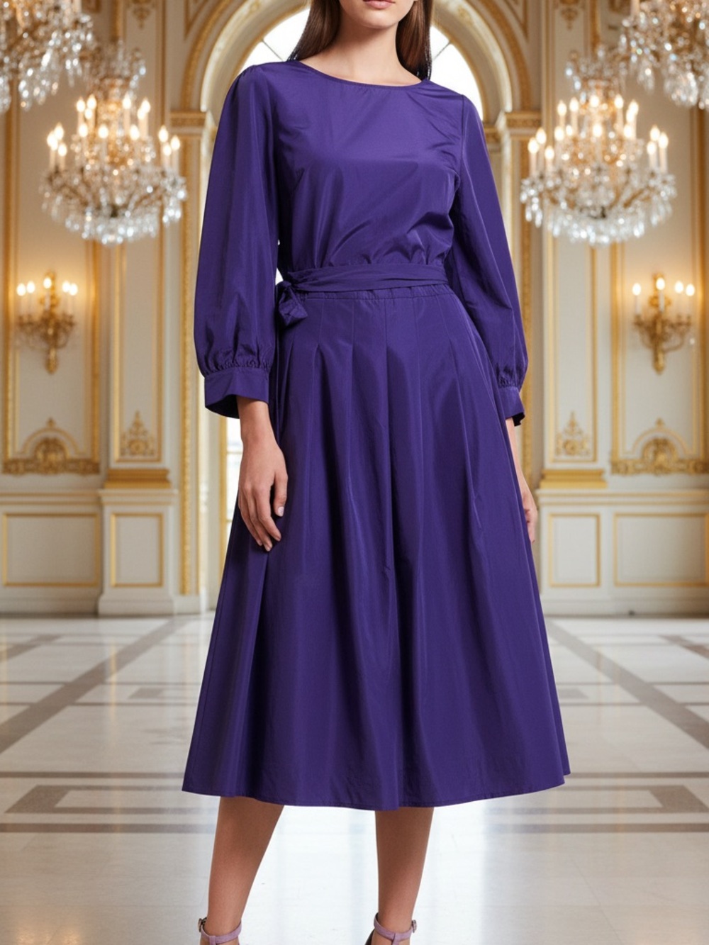 Talbots Deep Purple Midi set with Bishop Sleeves